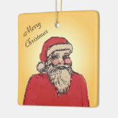 Fröhlicher Weihnachtsmann mit Ihrem Text Keramikornament (Links)