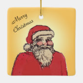 Fröhlicher Weihnachtsmann mit Ihrem Text Keramikornament (Rückseite)