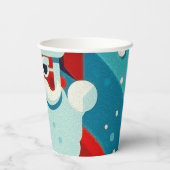 fröhlicher Weihnachtsmann mit Papiertasse Pappbecher (Rückseite)