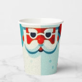 fröhlicher Weihnachtsmann mit Papiertasse Pappbecher (Links)