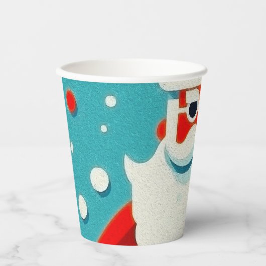 fröhlicher Weihnachtsmann mit Papiertasse Pappbecher (Vorderseite)