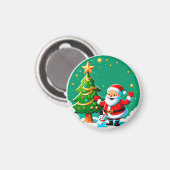 Fröhlicher Weihnachtsmann mit Schneemann Magnet (Vorderseite/Rückseite)