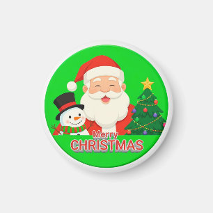 Fröhlicher Weihnachtsmann mit Snownam Magnet