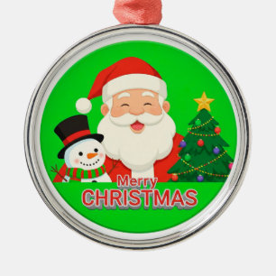 Fröhlicher Weihnachtsmann mit Snownam Ornament Aus Metall