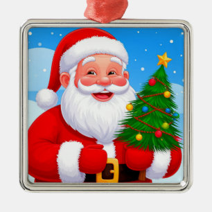 Fröhlicher Weihnachtsmann Ornament Aus Metall