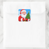 Fröhlicher Weihnachtsmann Quadratischer Aufkleber (Tasche)