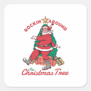 Fröhlicher Weihnachtsmann Rockin Quadratischer Aufkleber