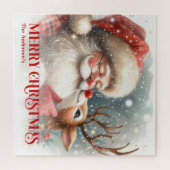 Fröhlicher Weihnachtsmann Rudolph Personalisiertes Puzzle (Horizontal)