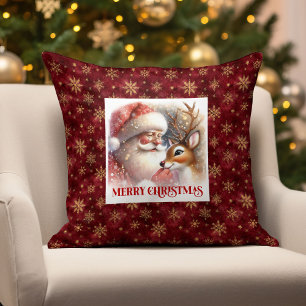 Fröhlicher Weihnachtsmann Rudolph Weihnachts-Pillo Kissen