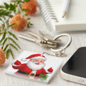 Fröhlicher Weihnachtsmann Schlüsselanhänger (Vorderseite rechts)