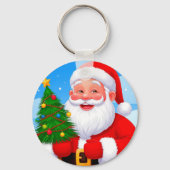 Fröhlicher Weihnachtsmann Schlüsselanhänger (Rückseite)
