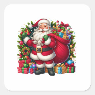 Fröhlicher Weihnachtsmann Weihnachten Quadratischer Aufkleber