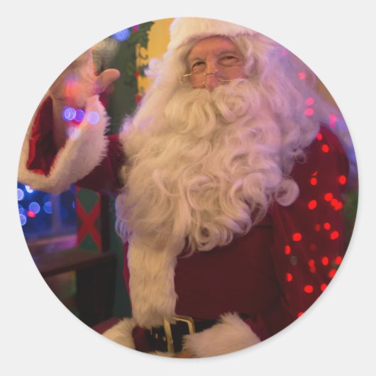 Fröhlicher Weihnachtsmann Weihnachtsaufkleber Runder Aufkleber (Vorderseite)