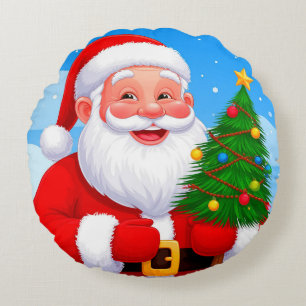 🎅 Fröhlicher Weihnachtsmann Weihnachtsgeschenk Fü Rundes Kissen