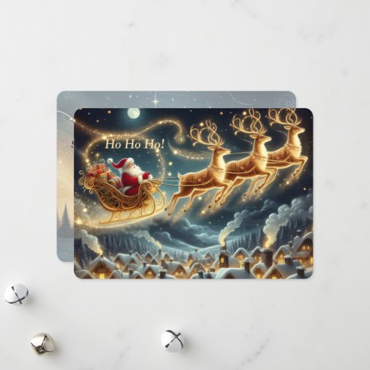 Fröhlicher Weihnachtsmann Weihnachtskarte Feiertagskarte (Vorderseite/Rückseite Beispiel)