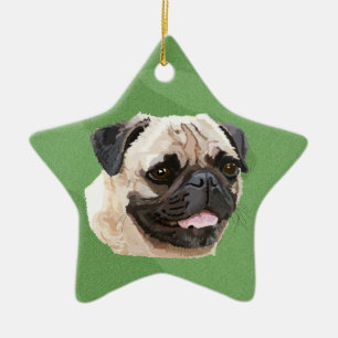 Fröhlicher WeihnachtsMops Keramikornament