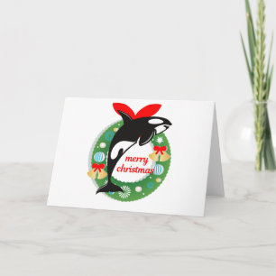 Fröhlicher Weihnachtsmörderwal Feiertagskarte