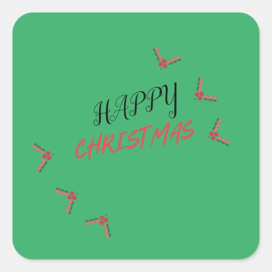 Fröhlicher Weihnachtsplatz Quadratischer Aufkleber (Vorderseite)