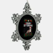 fröhlicher Weihnachtspulli Schneeflocken Zinn-Ornament (Links)
