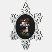 fröhlicher Weihnachtspulli Schneeflocken Zinn-Ornament (Rechts)