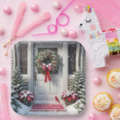 Fröhlicher Weihnachtsschaden an der Haustür Pappteller (Party)