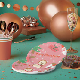 fröhlicher Weihnachtsschneeflocken präsentiert Wei Pappteller