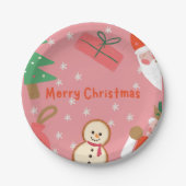 fröhlicher Weihnachtsschneeflocken präsentiert Wei Pappteller (Vorderseite)