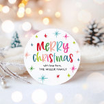 Fröhlicher Weihnachtsspass und ein farbenfroher Fe Runder Aufkleber<br><div class="desc">Frohe Weihnachtslustigkeit und festliche farbenfrohe Feiertage Classic Round Aufkleber</div>