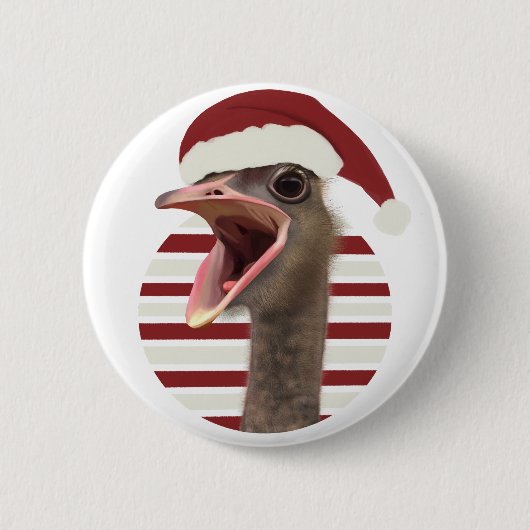 Fröhlicher Weihnachtsstrich mit Weihnachtsmannmütz Button (Vorderseite)