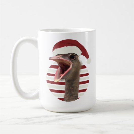 Fröhlicher Weihnachtsstrich mit Weihnachtsmannmütz Kaffeetasse (Links)
