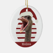 Fröhlicher Weihnachtsstrich mit Weihnachtsmannmütz Keramik Ornament (Rechts)