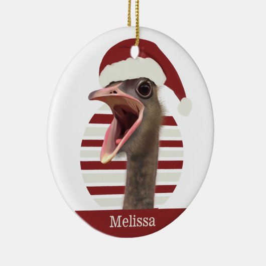 Fröhlicher Weihnachtsstrich mit Weihnachtsmannmütz Keramik Ornament (Rechts)