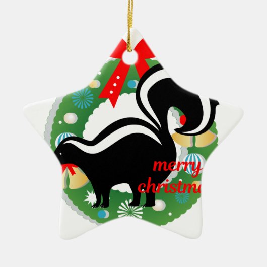 fröhlicher Weihnachtssunk Keramik Ornament (Vorne)