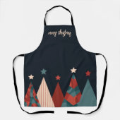 Fröhlicher Weihnachtstext abstrakte Weihnachtsbäum Schürze (Vorderseite)