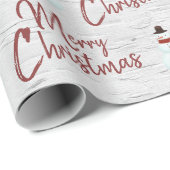 Fröhlicher Weihnachtstext auf Birch Wrapping Paper Geschenkpapier (Rolleneckpunkt)