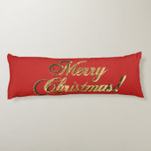 Fröhlicher Weihnachtstext elegant Rot und Gold Seitenschläferkissen (Rückseite)