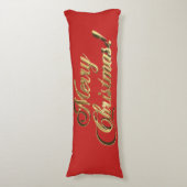 Fröhlicher Weihnachtstext elegant Rot und Gold Seitenschläferkissen (Vorderseite Vertikal)