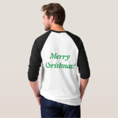 Fröhlicher Weihnachtstext gedruckt Sleeve Raglan T-Shirt (Schwarz voll)