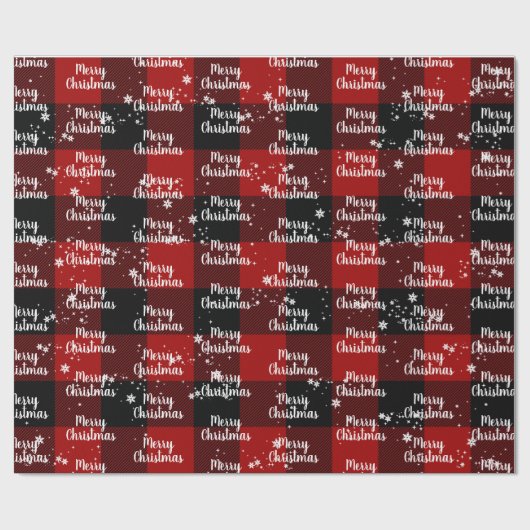 Fröhlicher Weihnachtstext in Schneeflocken auf Kar Geschenkpapier (Flach)