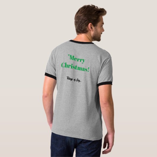 Fröhlicher Weihnachtstext Joy Men's Basic Ringer T-Shirt (Schwarz voll)