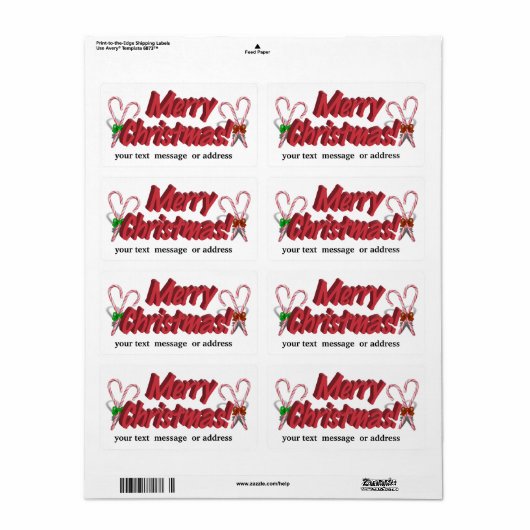 Fröhlicher Weihnachtstext mit Candy Canes (Vorne)