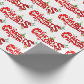 Fröhlicher Weihnachtstext mit Glocken Geschenkpapier (Ecke)