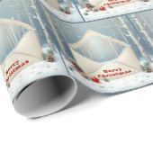 Fröhlicher Weihnachtsumschlag mit Birkenbäumen Geschenkpapier (Rolleneckpunkt)