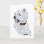 Fröhlicher West Highland White Terrier Karte (Gelbe Blume)