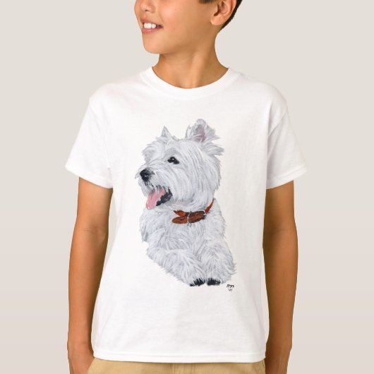 Fröhlicher West Highland White Terrier T-Shirt (Vorderseite)