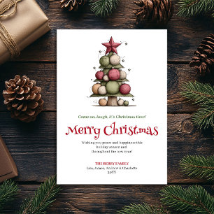 Fröhlicher Whimsical-Christbaum Minimalistischer K Feiertagskarte
