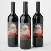 Fröhlicher Winter Weihnachtsmann | Weihnachten Weinetikett (Flaschen)