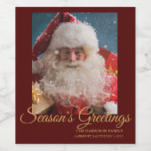 Fröhlicher Winter Weihnachtsmann | Weihnachten Weinetikett (Einzelnes Label)