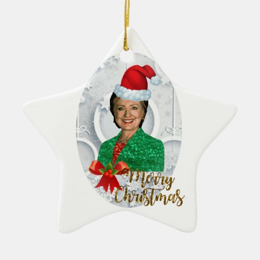 fröhlicher xmas Hillary clinton Keramikornament (Vorne)