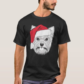 Fröhlicher Yorkie Weihnachtsmann Hund auf Yorkshir T-Shirt